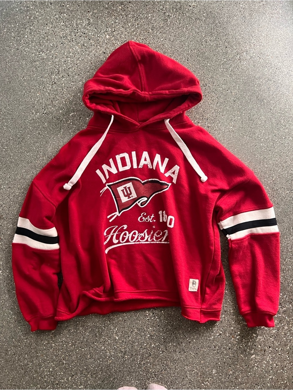 Indiana Hoosiers Pressbox Women's Super Pennant Pullover Hoodie - Crimson
